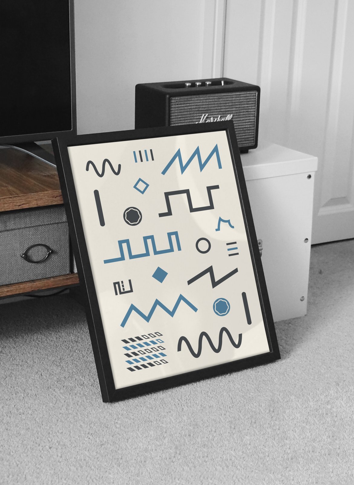 アート・デザイン・音楽 The Print Design Memphis Patter Checkered Retro 80s Art Art Print by Studio